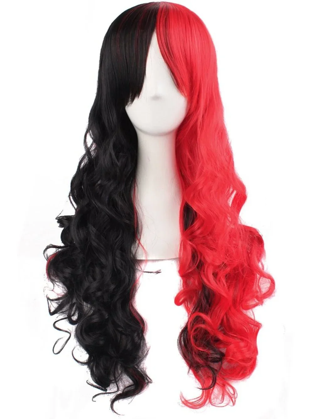 Women's Black Red Synthetic Lolita Long Curly Clip On Ponytails Cosplay Wigs